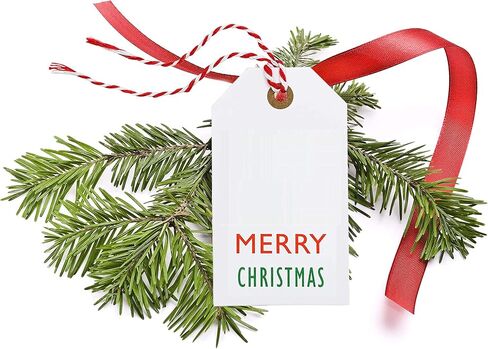 K-Kraft Christmas Gift Tags with String - 25-Pack - Festive Kraft Tags with Pre-Tied Red & White Baker's Twine - Perfect for Easy Wrapping Holiday Presents! in Saudi Arabia
