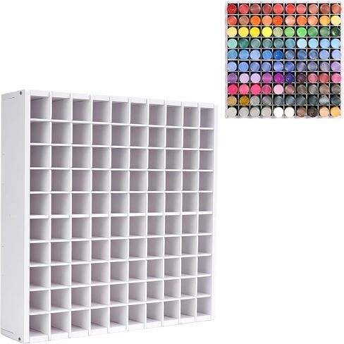 Krafetto 100 Grids Paint Storage Organizer, Wall-Mountable Craft Paints Holder, Stackable Acrylic Paint Bottle Rack Stand for 2 oz Paint Bottles in Saudi Arabia