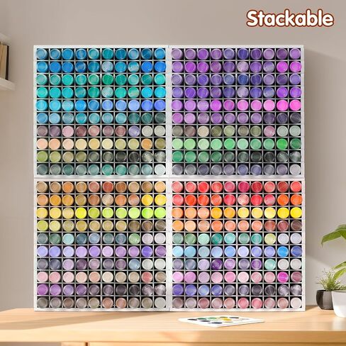 Krafetto 100 Grids Paint Storage Organizer, Wall-Mountable Craft Paints Holder, Stackable Acrylic Paint Bottle Rack Stand for 2 oz Paint Bottles in Saudi Arabia