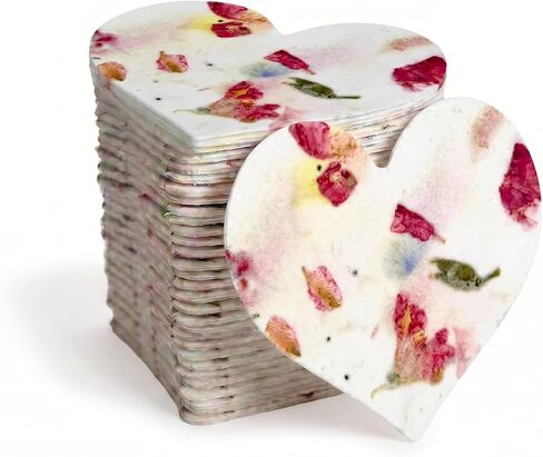50 Large (2.5" h x 2.85" w) Floral Printed Heart Gift Wrap Tags in Saudi Arabia