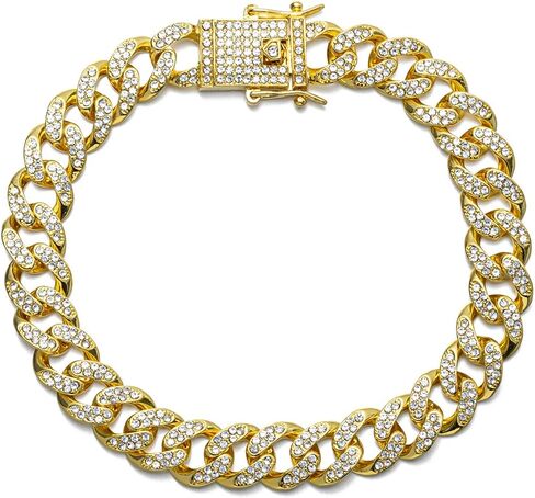 kelistom Cuban Link Anklet Bracelet for Women Men Teen Girls Boys, Hip-hop 18K Gold/White Gold Plated Iced Out Rhinestones Filled Chain Ankle Bracelets, 9" 10" 11" in Kuwait