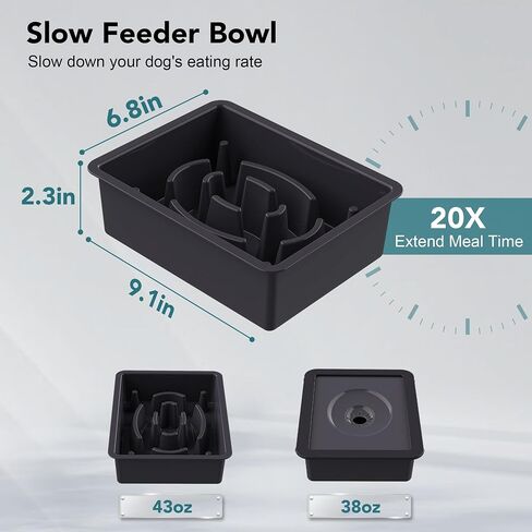 UPSKY 2-in-1 Elevated Dog Bowls Set with 4 Height Adjustable Stand, Balck in Kuwait
