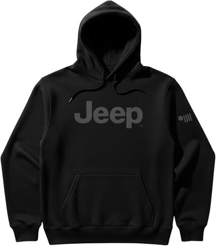 Detroit Shirt Company Mens Jeep® Text Hoodie Hooded Sweatshirt with front pouch Black in Kuwait
