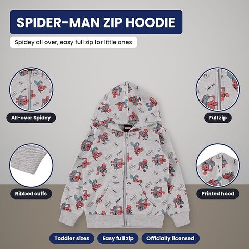 Marvel Boys Toddler Spiderman Hoodie - Spiderman, Ironman, Captain America & Hulk Toddler Boys Zip Hoodie Comics in Kuwait
