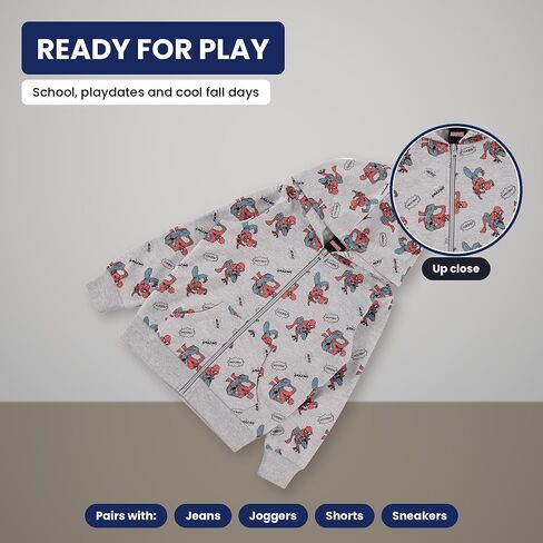 Marvel Boys Toddler Spiderman Hoodie - Spiderman, Ironman, Captain America & Hulk Toddler Boys Zip Hoodie Comics in Kuwait