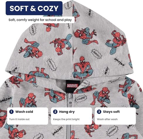 Marvel Boys Toddler Spiderman Hoodie - Spiderman, Ironman, Captain America & Hulk Toddler Boys Zip Hoodie Comics in Kuwait