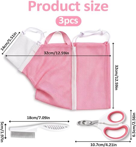 3 PCS Cat Washing Bag, Mesh Cat Shower Bag for Pet Bathing Grooming in Kuwait