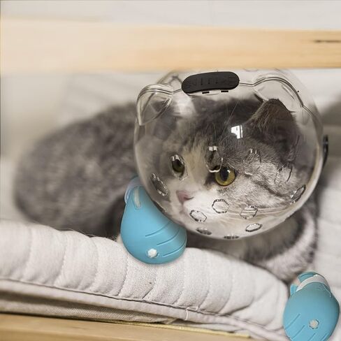 Cat Muzzle for Grooming with Silicone Claw Cover, Adjustable Cat Hood Mask for Bathing Shaving Pet Tools, Anti Bite Air Bubble Helmet in Kuwait