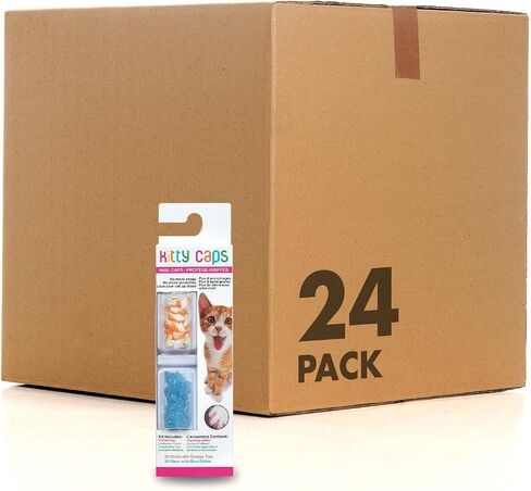 Kitty Caps Nail Caps for Cats, White Orange & Blue Glitter, Small, 40 Count in Kuwait
