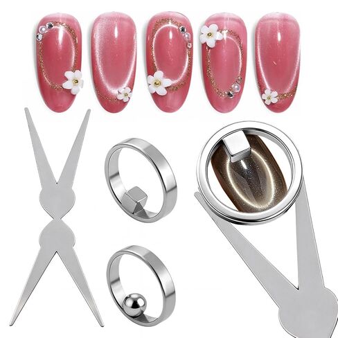 2PCS Ribbon Nail Art Magnet - Strong Cat Eye Magnet for Nails, Cat Eye Gel Polish Magnetic Nail Tool for French, Side Light, Starlight & Wide Light Cat Eye Effects in Saudi Arabia