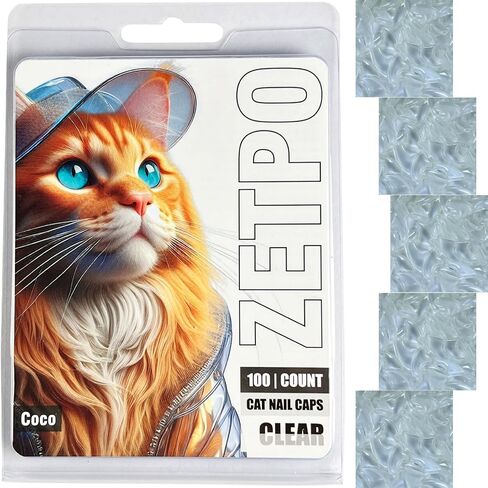 zetpo 100 pcs Cat Nail Caps | Cat Claw Covers | with Adhesives and Applicators (Black, S) in Kuwait