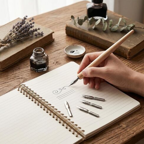 11 PCS Dip Pen Nibs, Calligraphy Nibs with Wooden Nib Holder for Wrtiting in Kuwait