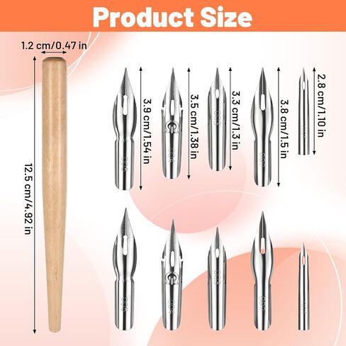 11 PCS Dip Pen Nibs, Calligraphy Nibs with Wooden Nib Holder for Wrtiting in Kuwait