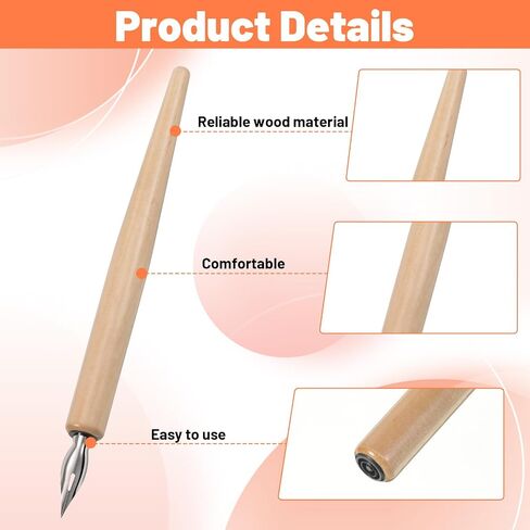 11 PCS Dip Pen Nibs, Calligraphy Nibs with Wooden Nib Holder for Wrtiting in Kuwait