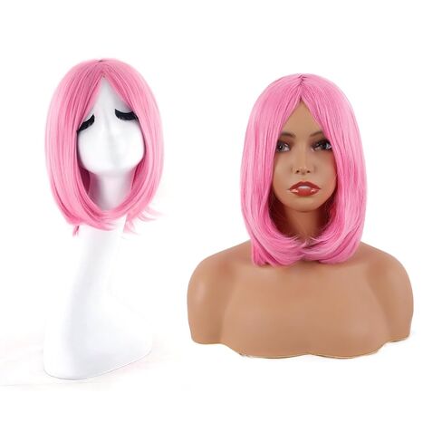MapofBeauty 12 Inches/30cm Short Straight Diagonal Bangs Wig (Navy Blue) in Kuwait