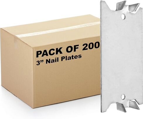 (50 Pack) Airmont Products AP-12061, Safety Nail Plate for Wood Studs 16-Gauge Steel, 1.5 x 2.5 Inch, Protect Plumbing and Wiring, Sharp Pointed Prongs, Anti-Nail Protection Plate Shield, Made in USA in Saudi Arabia