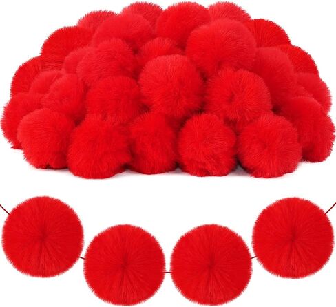SEPGLITTER 36Pcs Large Red Fluffy Pom Poms for DIY Crafts Decorations in Saudi Arabia
