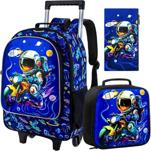 3PCS Rolling Backpack for Girls Boys, Kids Roller Wheeled Bookbag with Lunch Box, Backpacks with Wheels for Elementary in Saudi Arabia