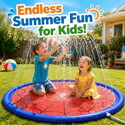 Splash Pad for Kids & Dogs, Upgrade Non-Slip Thicken Backyard Sprinkler Water Pad, Toddler Sprinkler Pool, Summer Outdoor Water Toys in Kuwait