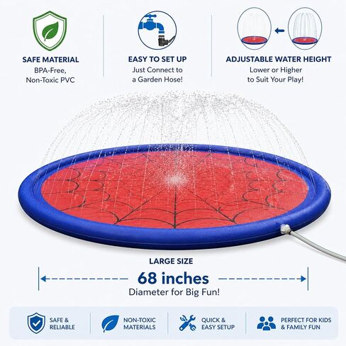 Splash Pad for Kids & Dogs, Upgrade Non-Slip Thicken Backyard Sprinkler Water Pad, Toddler Sprinkler Pool, Summer Outdoor Water Toys in Kuwait