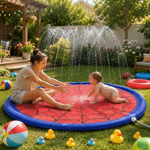 Splash Pad for Kids & Dogs, Upgrade Non-Slip Thicken Backyard Sprinkler Water Pad, Toddler Sprinkler Pool, Summer Outdoor Water Toys in Kuwait