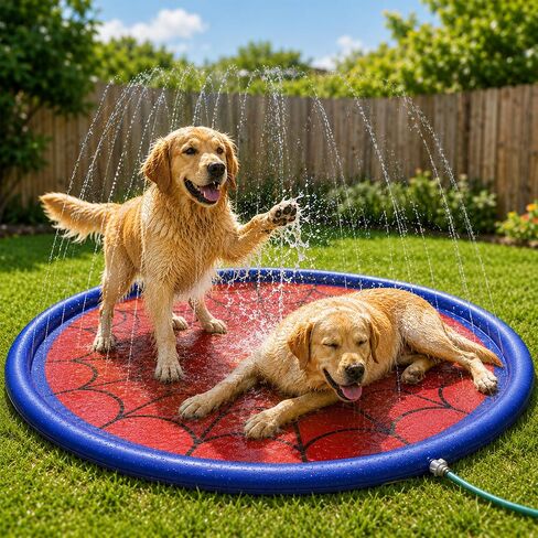 Splash Pad for Kids & Dogs, Upgrade Non-Slip Thicken Backyard Sprinkler Water Pad, Toddler Sprinkler Pool, Summer Outdoor Water Toys in Kuwait