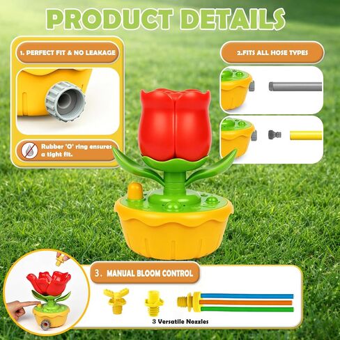 Sprinkler for Kids Outdoor Water Toys: 3 in 1 Flower Toddler Sprinkler Toy in Saudi Arabia