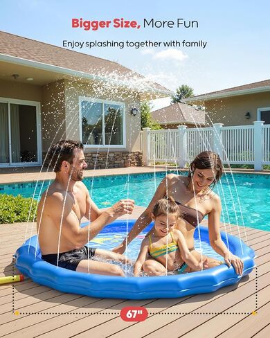 QPAU Splash Pads for Toddlers 1-3, Outdoor Sprinkler Design, 67 in in Kuwait