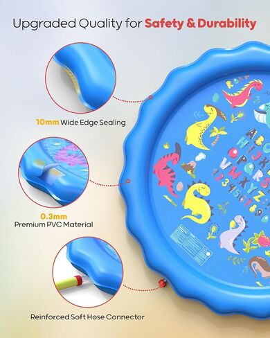 QPAU Splash Pads for Toddlers 1-3, Outdoor Sprinkler Design, 67 in in Kuwait