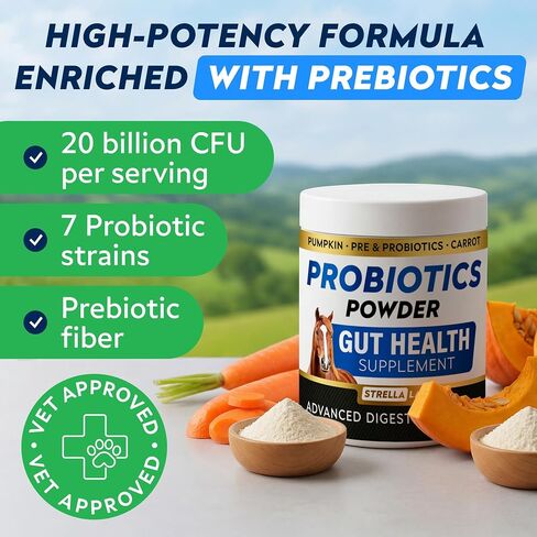 STRELLALAB Horse Probiotic Powder, 240 Servings – Equine Gut Supplement in Saudi Arabia