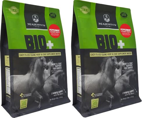 Majesty's BIO+ Biotin Wafers - Superior Horse/Equine Hoof and Coat Support Supplement - Copper, Zinc, Lysine, Methionine - 60 Count (2 Month Supply) in Kuwait