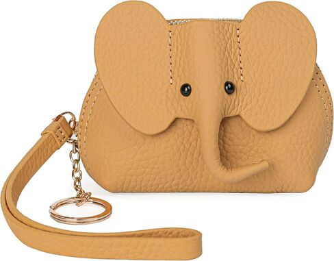 Doris&Jacky Leather Coin Purse Mini Elephant Key Holder Pouch Bag With Key Fob (5-Pink) in Kuwait