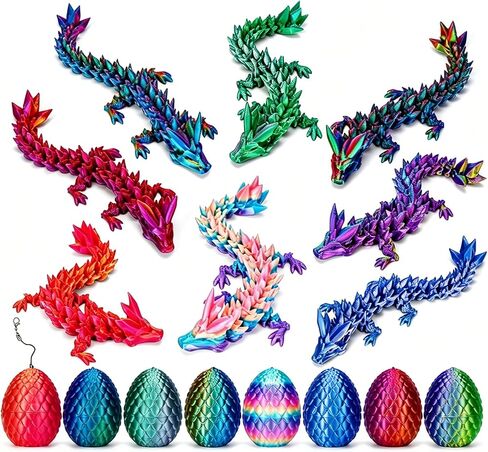 8 Pcs 3D Printed Dragon Egg with Dragon Inside, Surprise Gift Toy for Kids & Teen, Articulated Fidget Toys, 3D Printed Dinosaur Toys Gifts for 6-10 Year Old Boys, Cool Animal Party Decorations in Saudi Arabia