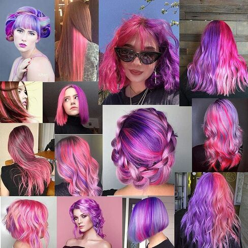 Pink Purple Hair Extensions Clip in,10PCS 20'' Synthetic Hairpieces in Kuwait