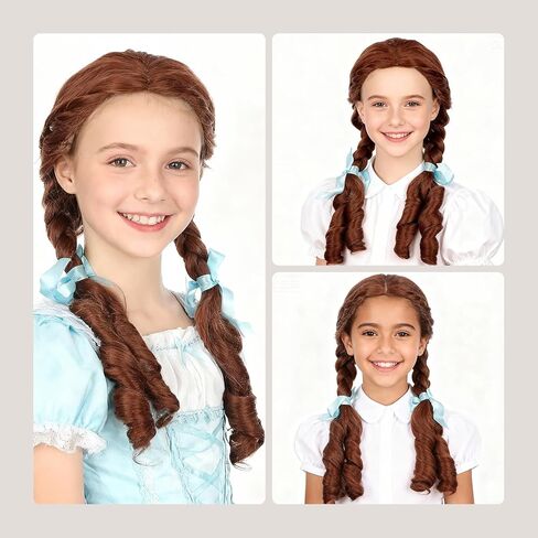 Onedor HairWiz 20 Inch Chocolate Brown Brunette Long Curly Wavy Hair Full Head Halloween Cosplay Kids Wig. Wig Cap Incl. (With Braid) in Saudi Arabia