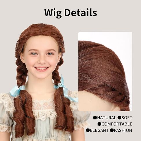 Onedor HairWiz 20 Inch Chocolate Brown Brunette Long Curly Wavy Hair Full Head Halloween Cosplay Kids Wig. Wig Cap Incl. (With Braid) in Saudi Arabia