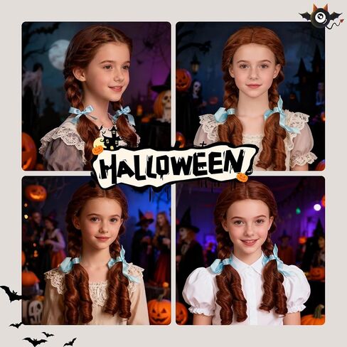 Onedor HairWiz 20 Inch Chocolate Brown Brunette Long Curly Wavy Hair Full Head Halloween Cosplay Kids Wig. Wig Cap Incl. (With Braid) in Saudi Arabia