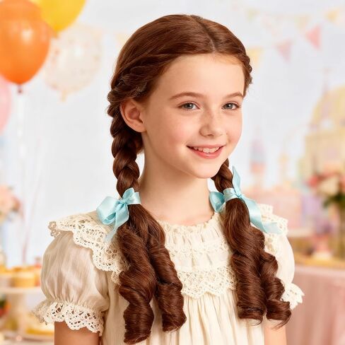 Onedor HairWiz 20 Inch Chocolate Brown Brunette Long Curly Wavy Hair Full Head Halloween Cosplay Kids Wig. Wig Cap Incl. (With Braid) in Saudi Arabia