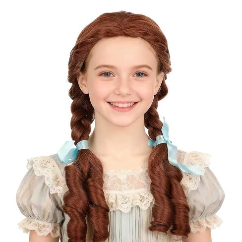 Onedor HairWiz 20 Inch Chocolate Brown Brunette Long Curly Wavy Hair Full Head Halloween Cosplay Kids Wig. Wig Cap Incl. (With Braid) in Saudi Arabia