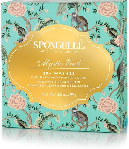 Spongellé Art Chinois Body Wash Infused Luxury Bath Buffer – Cleanses, Exfoliates, Massages & Nourishes Skin – All‑in‑One Aromatic Bath Sponge for 20+ Washes, Mystic Oud in Saudi Arabia