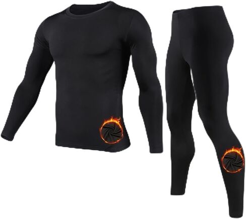 PISIQI Thermal Underwear Men Ultra-Soft Long Johns Set with Fleece Lined Base Layer Winter Skiing Warm Top & Bottom in Kuwait