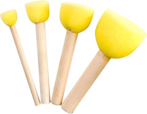 Wooden Handle Circular Mushroom Sponge Painting Painting Sponge Seal Brush, Graffiti Art Brush,4PCS in Saudi Arabia