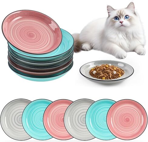 6 Pack Cat Food Bowl, Ceramic Cat Bowls, Anti Whisker Fatigue Cats Bowl Set in Saudi Arabia