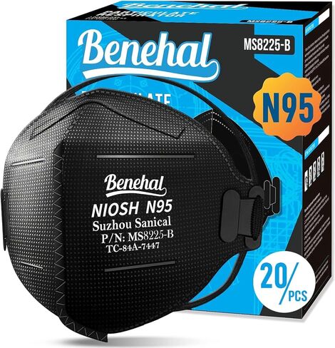 قناع وجه N95 أسود، 30 عبوة من جهاز تنفس N95 المعتمد من NIOSH، أقنعة وجه قابلة للتنفس، 5 طبقات، كفاءة الفلتر 95%، حماية مريحة قابلة للتعديل، ضد غبار PM2.5 للبالغين والرجال والنساء in Kuwait