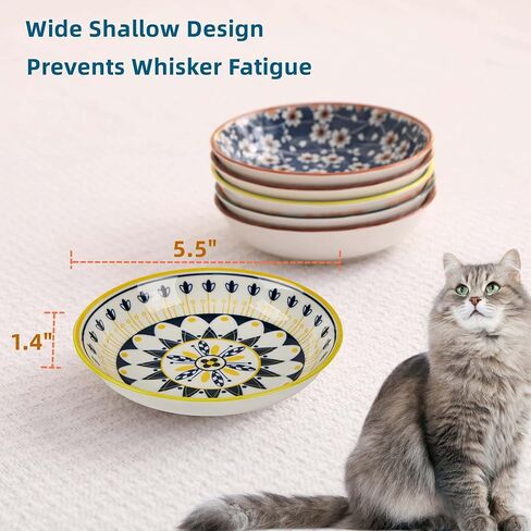 Ceramic Cat Bowls Set of 6, Shallow Cat Food Bowl Whisker Friendly, Boho in Kuwait
