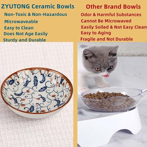 Ceramic Cat Bowls Set of 6, Shallow Cat Food Bowl Whisker Friendly, Boho in Kuwait
