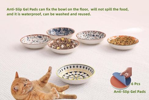 Ceramic Cat Bowls Set of 6, Shallow Cat Food Bowl Whisker Friendly, Boho in Kuwait