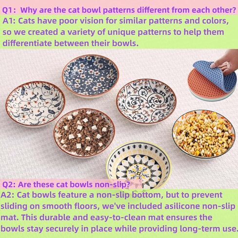 Ceramic Cat Bowls Set of 6, Shallow Cat Food Bowl Whisker Friendly, Boho in Kuwait