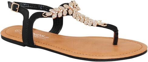 Womens T-Strap Buckle Flats Sandals in Kuwait