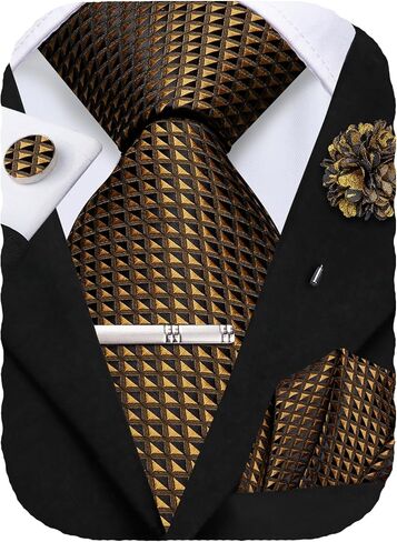 ربطات عنق Hi-Tie مقاس 63 بوصة و70 بوصة للرجال مجموعة ربطات عنق رجالية طويلة جدًا من الحرير وأزرار أكمام مربعة للجيب وربطة عنق بيزلي لحفلات الزفاف in Kuwait